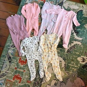 6 baby girl sleepers - size 9 months